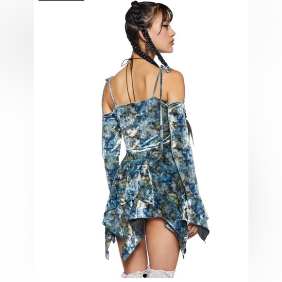 Current Mood NWT F is for Fairies Tie Dye Velvet Handkerchief Dress S Dolls Kill - Picture 4 of 16